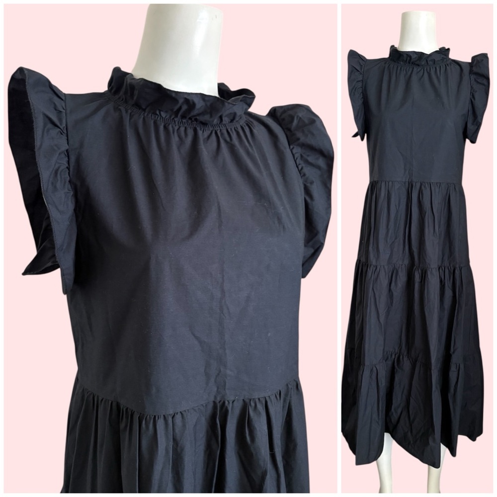 Chepe Ansaldo Made In Italy Cotton Tiered Midi Dress, Size M